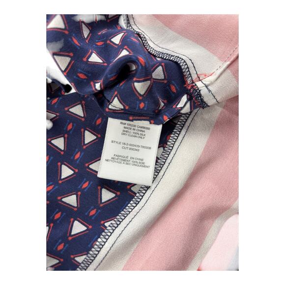 Joie Geometric Print 100% Silk Sleeveless Navy Multicolor Nautical Blouse Size M - Picture 4 of 6